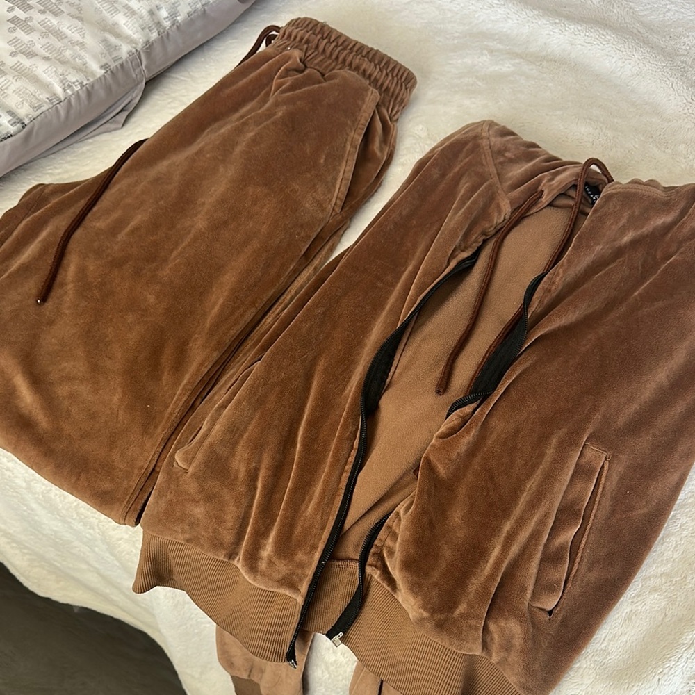 Brown Velour Track Pants & Joggers